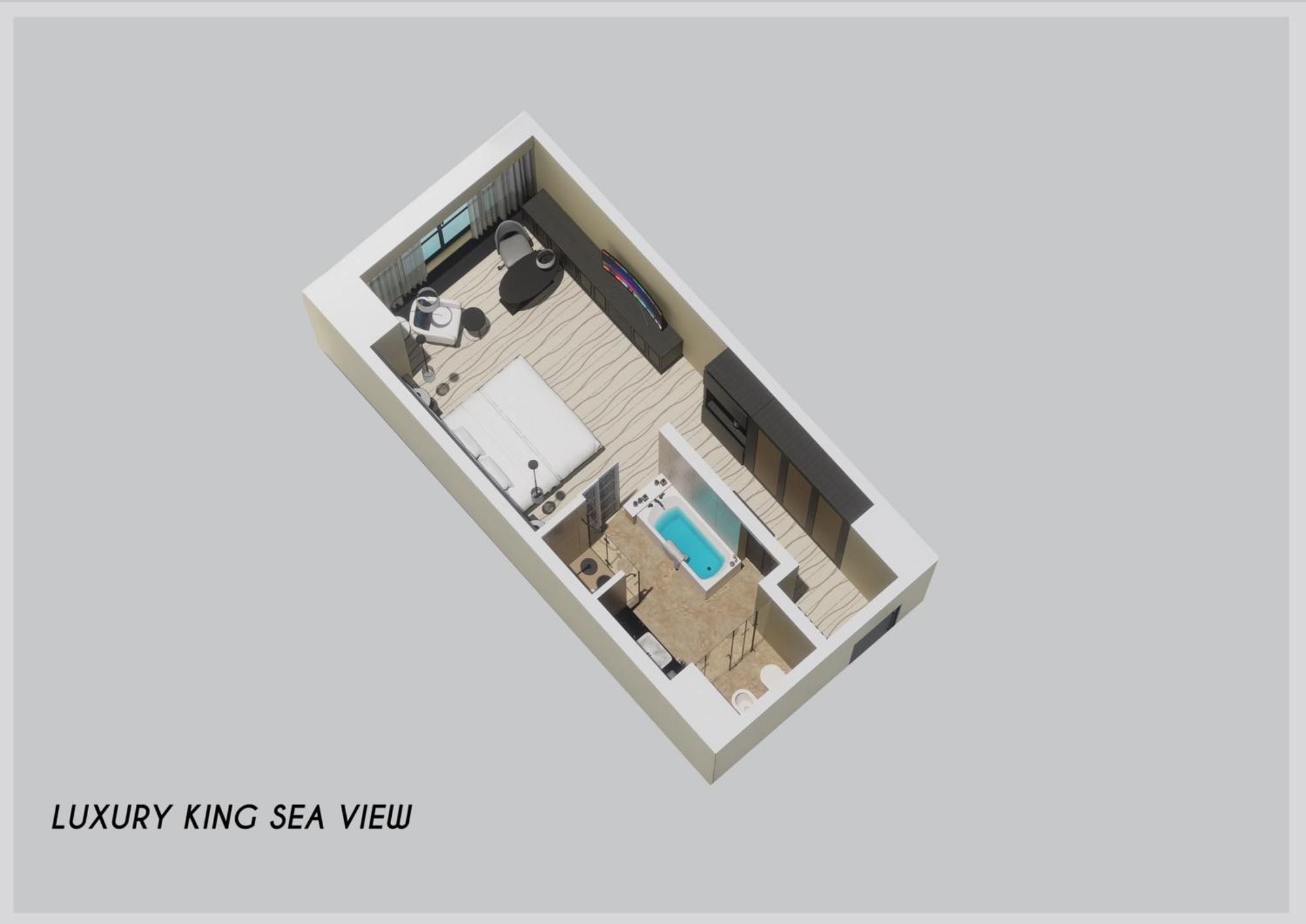 Sofitel Abu Dhabi Corniche Hotel Room photo 3D rendering of a typical room layout