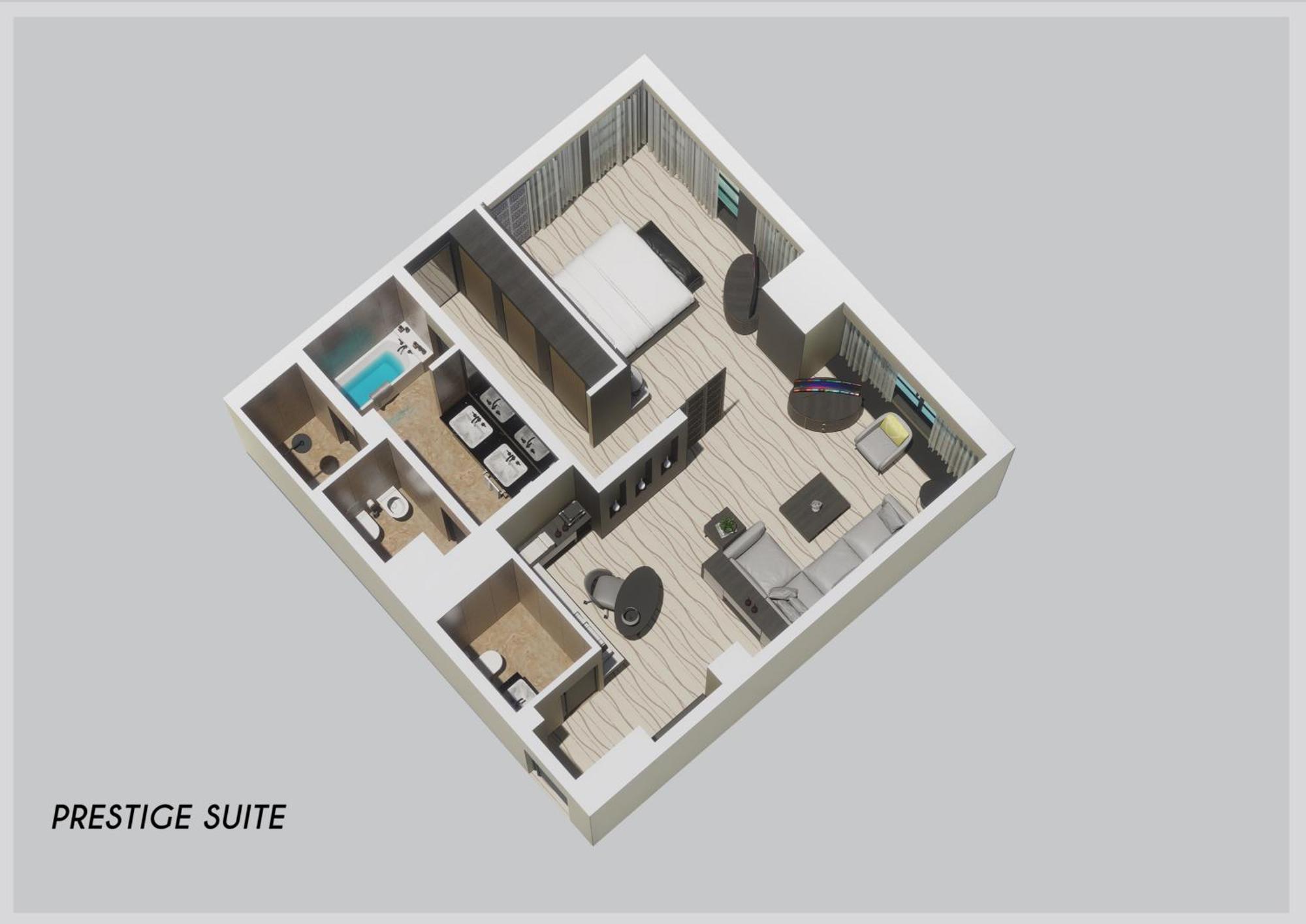 Sofitel Abu Dhabi Corniche Hotel Room photo 3D floor plan of a Prestige Suite